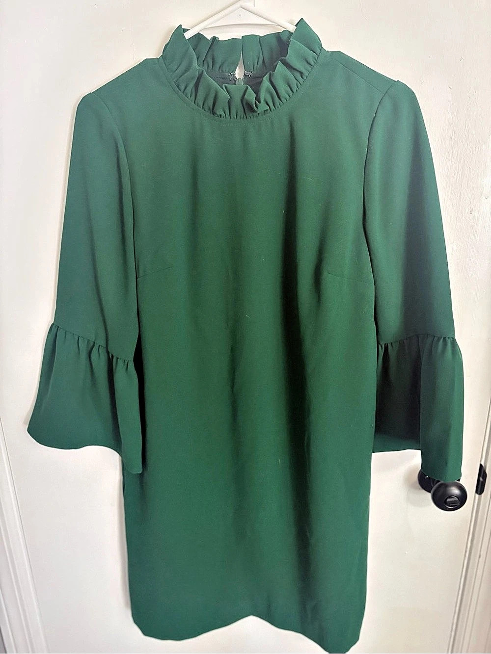 J. Crew Ruffle-neck shift sheath mini dress in 365 crepe Green Size 0